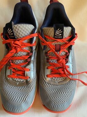 Curry - Under Armour Gray and Orange Basketball Sneakers